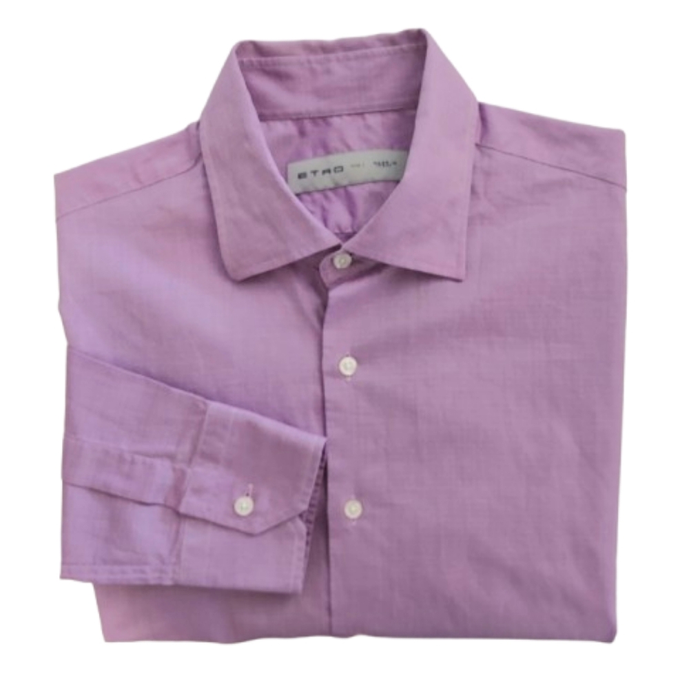 Etro Men's Long Sleeve Button Up Dress Shirt Size 41 Medium Pink Purple